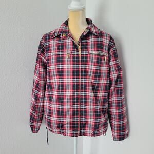 Catalina Women's Red Plaid Full Zip Windbreaker Jacket Size Small